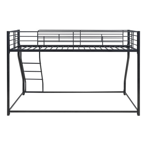 US Local Metal Floor Bunk Bed, Twin XL Over Queen, Black