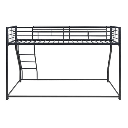 US Local Metal Floor Bunk Bed, Twin XL Over Queen, Black