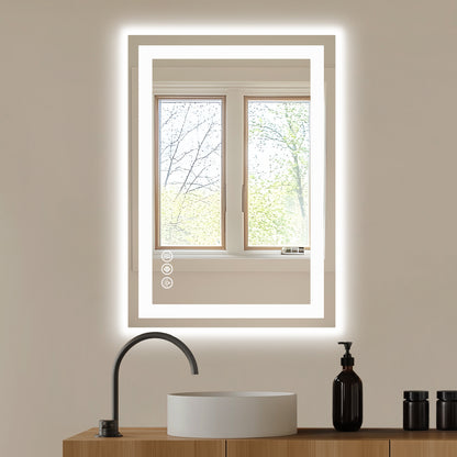 US Local Anti-fog LED Bathroom Mirror With Dual Light Source And Three Lighting Modes