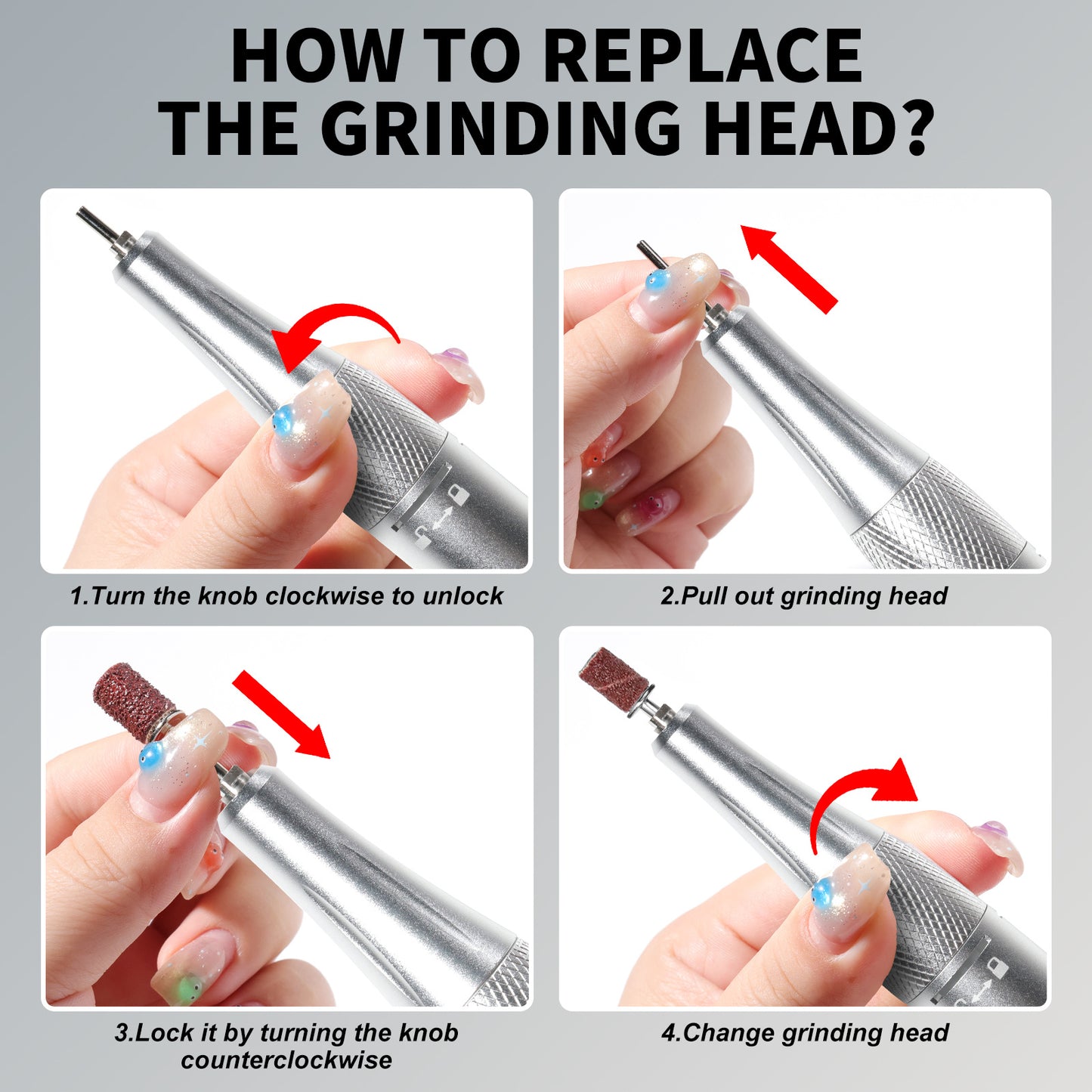 US Local Nail Drill, Portable Electric Nail File 50000RPM, Rechargeable Nail Drill Professional With Bits & Base, For Acrylic Gel Nails, E-File Machine, Manicure Polishing, For Salon Home