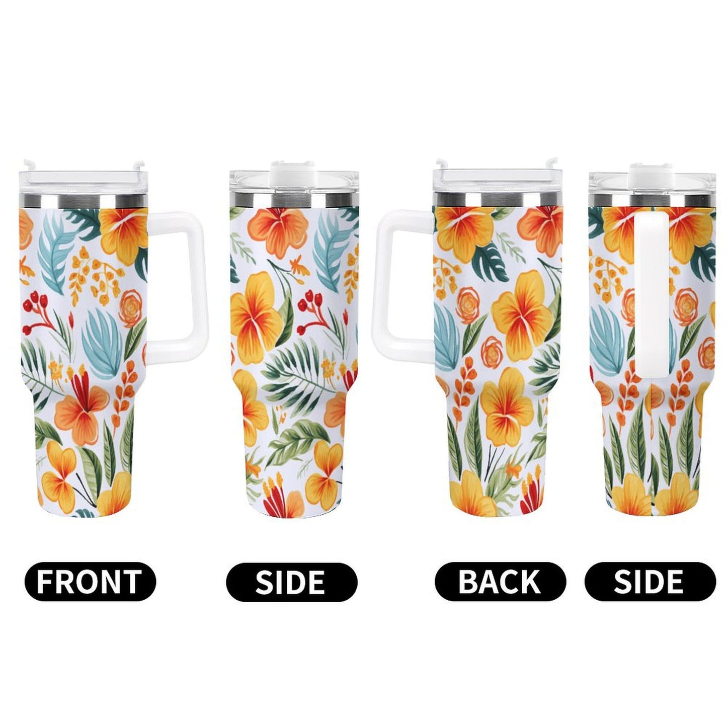 PHDT00457 POD US Local Tumbler 40 oz Large Capacity Car Cup Summer Flowers, Fruits, Tropical