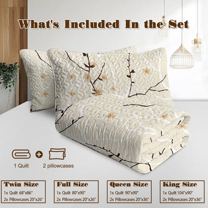 US Local 3pcs Minimalist Tree Branch Patterned Blankets Suitable For All Seasons, Including Flower And Autumn Leaf Bedding Sets With 2 Pillowcases, Suitable For Children And Adults