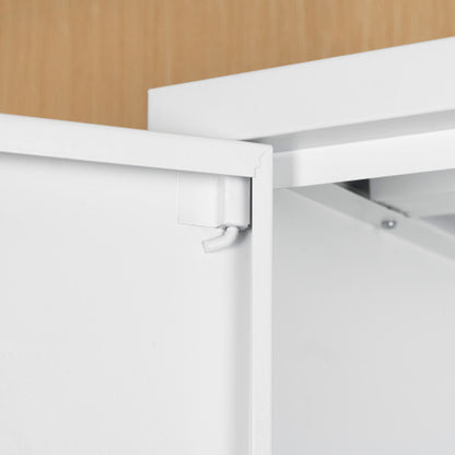 US Local Metal Storage Cabinet With 2 Doors And 2 Adjustable Shelves, Steel Garage Storage Cabinet, Metal File Cabinet For Home Office School Gym, White