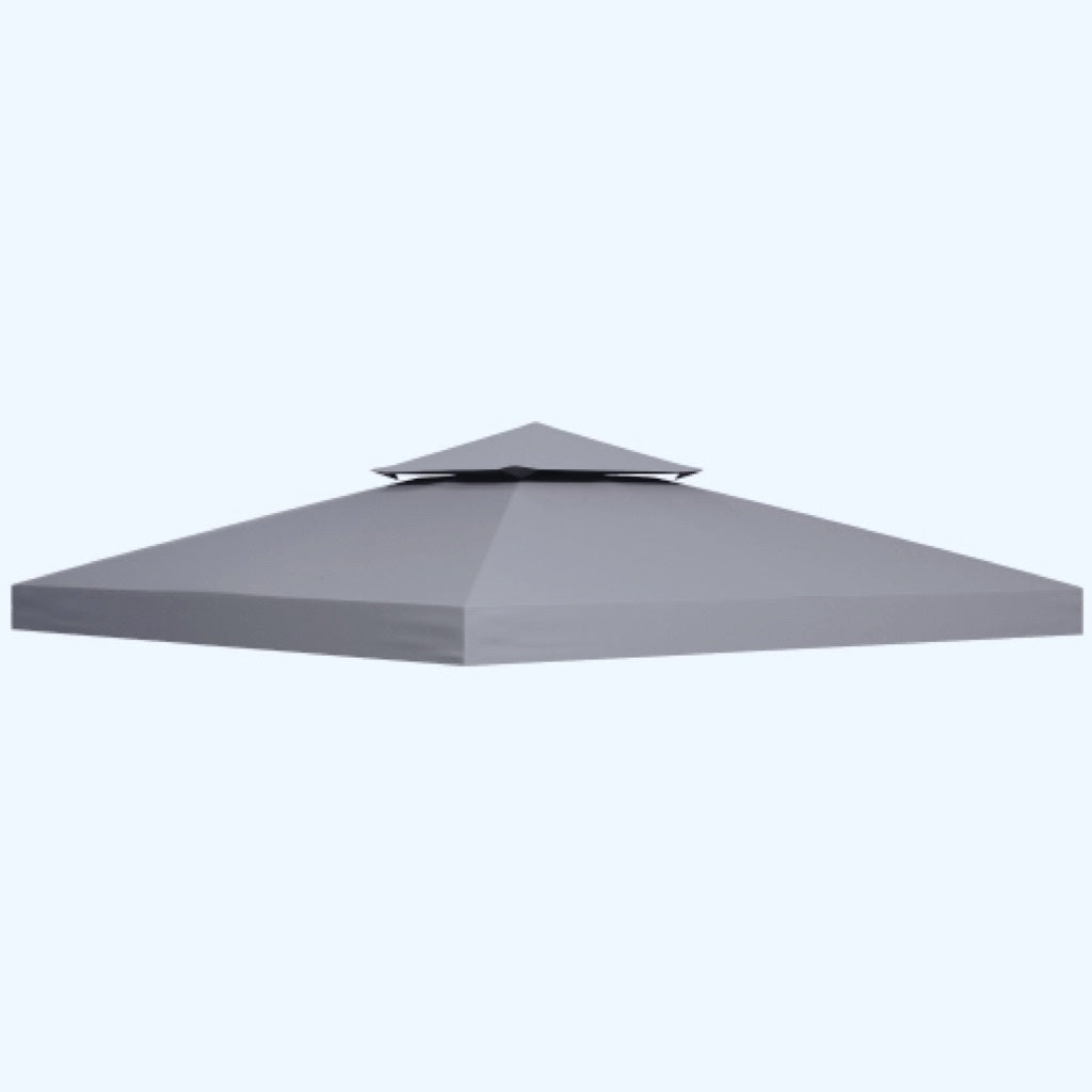 UK Local Outsunny Gazebo Top Cover Double Tier Canopy Replacement Pavilion Roof Deep Grey