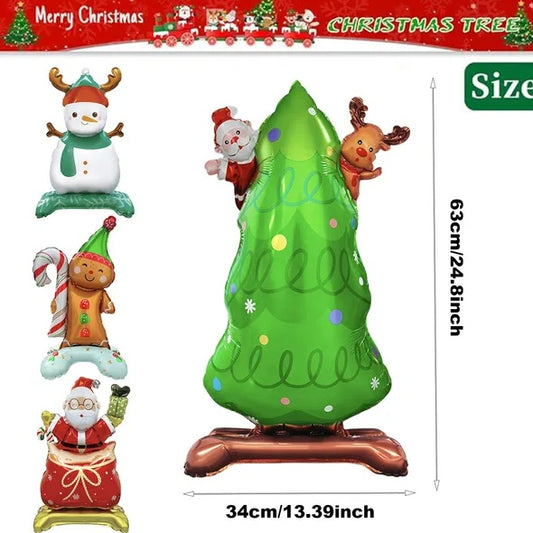 US Local 8 Christmas Aluminum Foil Balloons, Santa Claus Snowman Gingerbread Man Tree Polyester Film Balloons, Three-dimensional Christmas Balloon Decorations For Christmas New Year Party Decoration Supplies