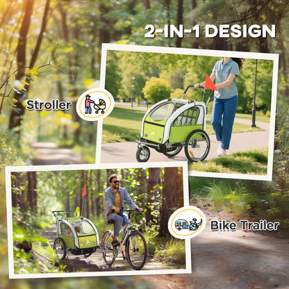 US Local Bike Trailer for Kids 3 In1 Foldable Child Jogger Stroller Baby Stroller Transport Carrier with Shock Absorber System Rubber Tires Adjustable Handlebar Kid Bicycle Trailer and