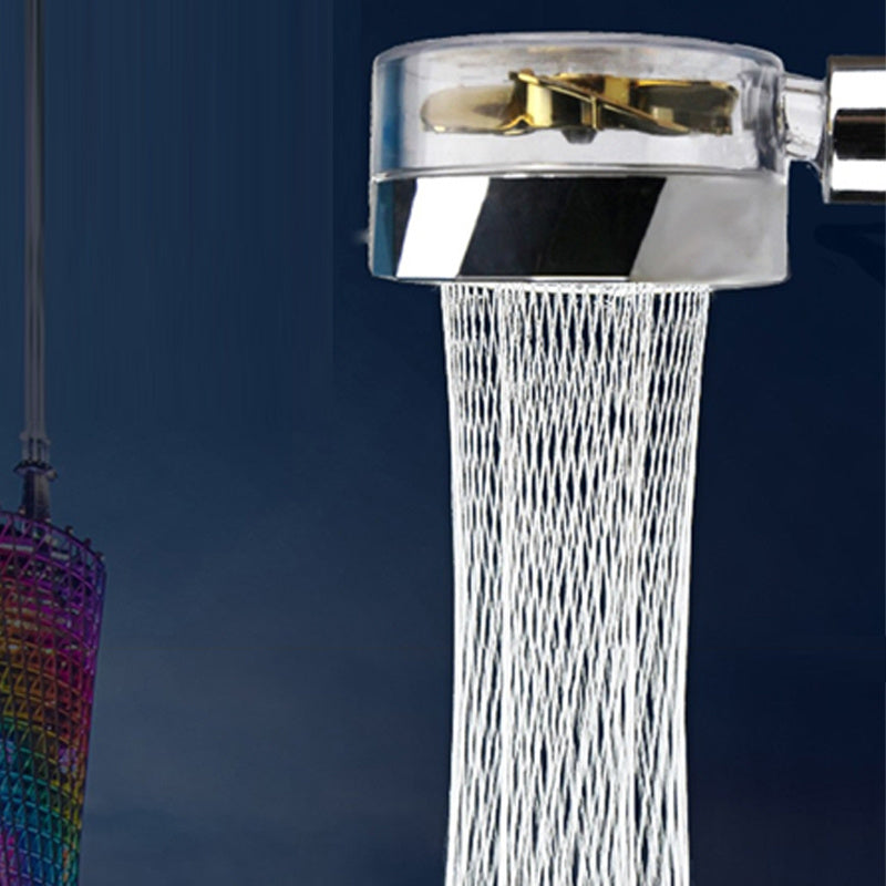 US Local Propeller Driven Shower Head With Stop Button And Cotton Filter Turbocharged High Pressure Handheld Shower Nozzle