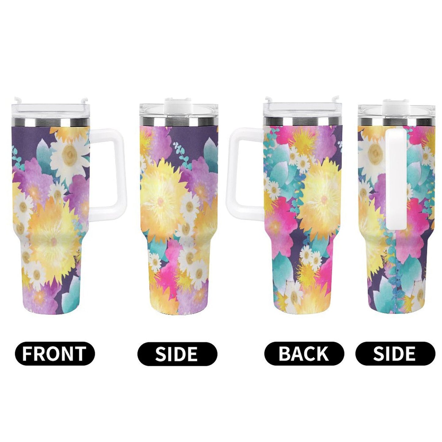 PHDT00233 POD US Local Tumbler 40 oz Large Capacity Car Cup Bright Flowers