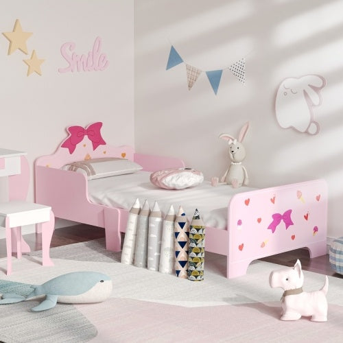 UK Local ZONEKIZ Princess Themed Kids Toddler Bed W  Cute Patterns, Safety Rails, For Ages 3 6 Years