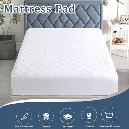 US Local Mattress Pad Quilted Cooling Mattress Topper Cover Breathable Filled T F Q King