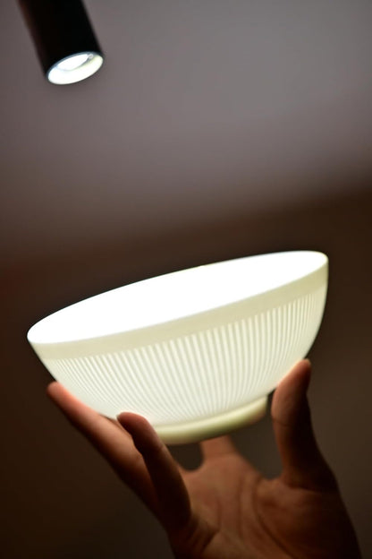 US Local Dandilion Bone China Dinnerware Set, 16 Pieces, Service For 4, Plates, Dishes, Bowls Set, Microwave And Dishwasher Safe, Ivory White With Radial Lines