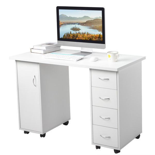US Local White 120X54X81cm One Door Four Drawers Computer Desk Nail Art Table 1PC