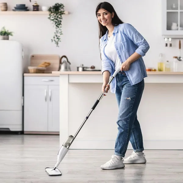US Local Spray Mop For Floor Cleaning, 49.21 Extended Handle With 360 Rotating Mop Head, 12oz Leak-Proof Water Bottle & 3 Reusable Microfiber Pads - No Battery Needed, For Hardwood, Laminate, Tile, Vinyl & M
