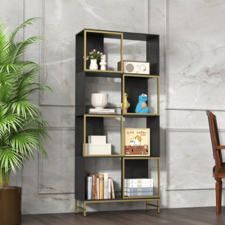 US Local 4-Tier Storage Shelves, Bookcase Display Storage Shelf Corner Shelf For Small Space, Living Room