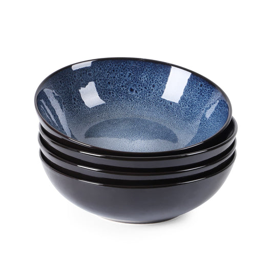 US Local Creative Western Kiln Change Peacock Blue Bowl 30oz Bowl Set Of 4 For Cereal, Salad, Pasta, Soup, Dessert, Serving Dishwasher, Microwave And Oven