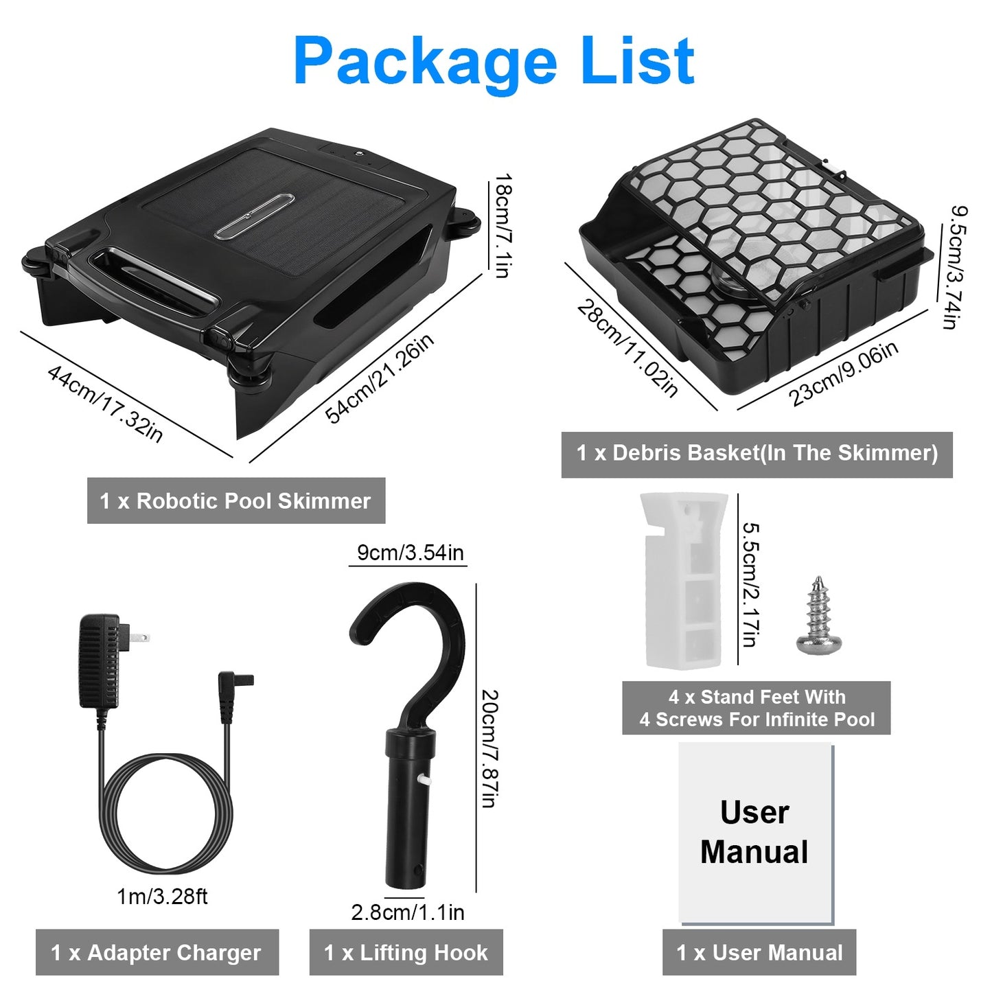 US Local 1 Pc Solar Powered Robotic Pool Skimmer Automatic Swimming Pool Surface Cleaner With 2 Cleaning Modes Dual Charging Methods IPX7 Waterproof 1937sq.ft Coverage APP Control