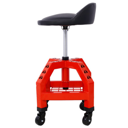 US Local Pneumatic 360 Degree Swivel Stool, Mechanics Rolling Creeper Seat, Heavy Duty Rolling Mechanics Stool, Shop Stool With Casters Red