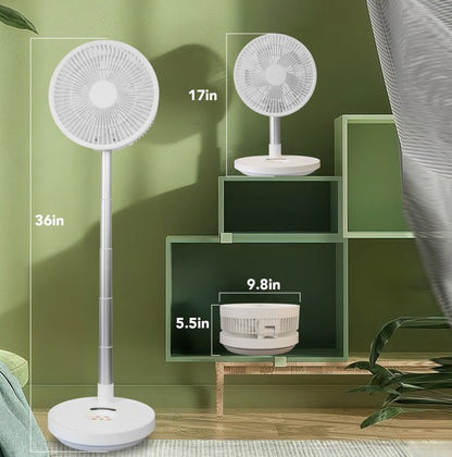 US Local Indoor & Outdoor Retractable LED Fan Oscillating Standing Fan Rechargeable Pedestal Fan