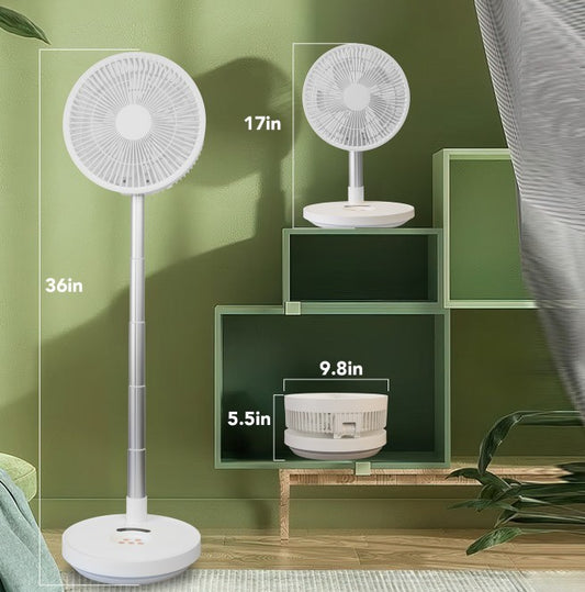 US Local Indoor & Outdoor Retractable LED Fan Oscillating Standing Fan Rechargeable Pedestal Fan