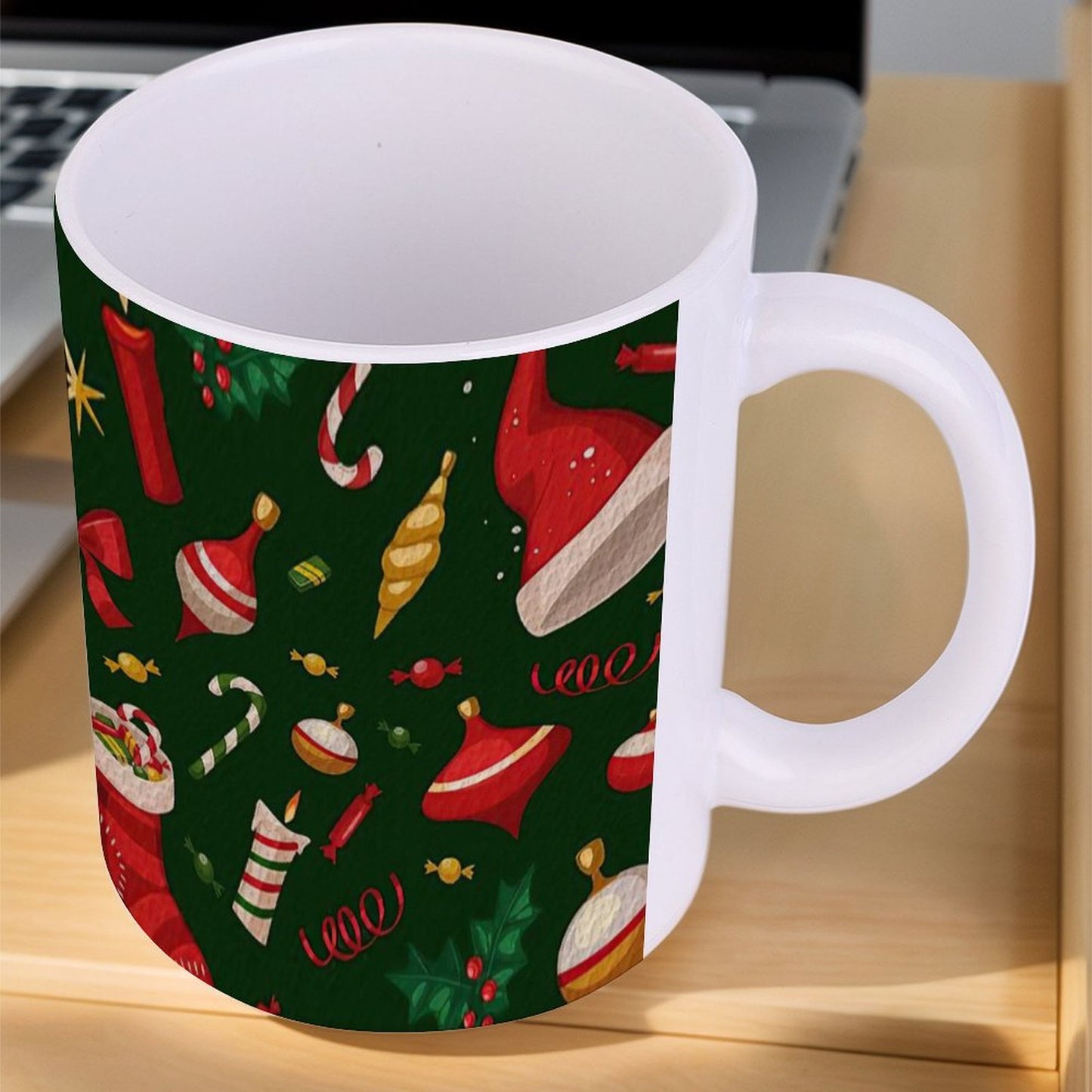 POD US Local White mug with full print, Christmas Sock 0086