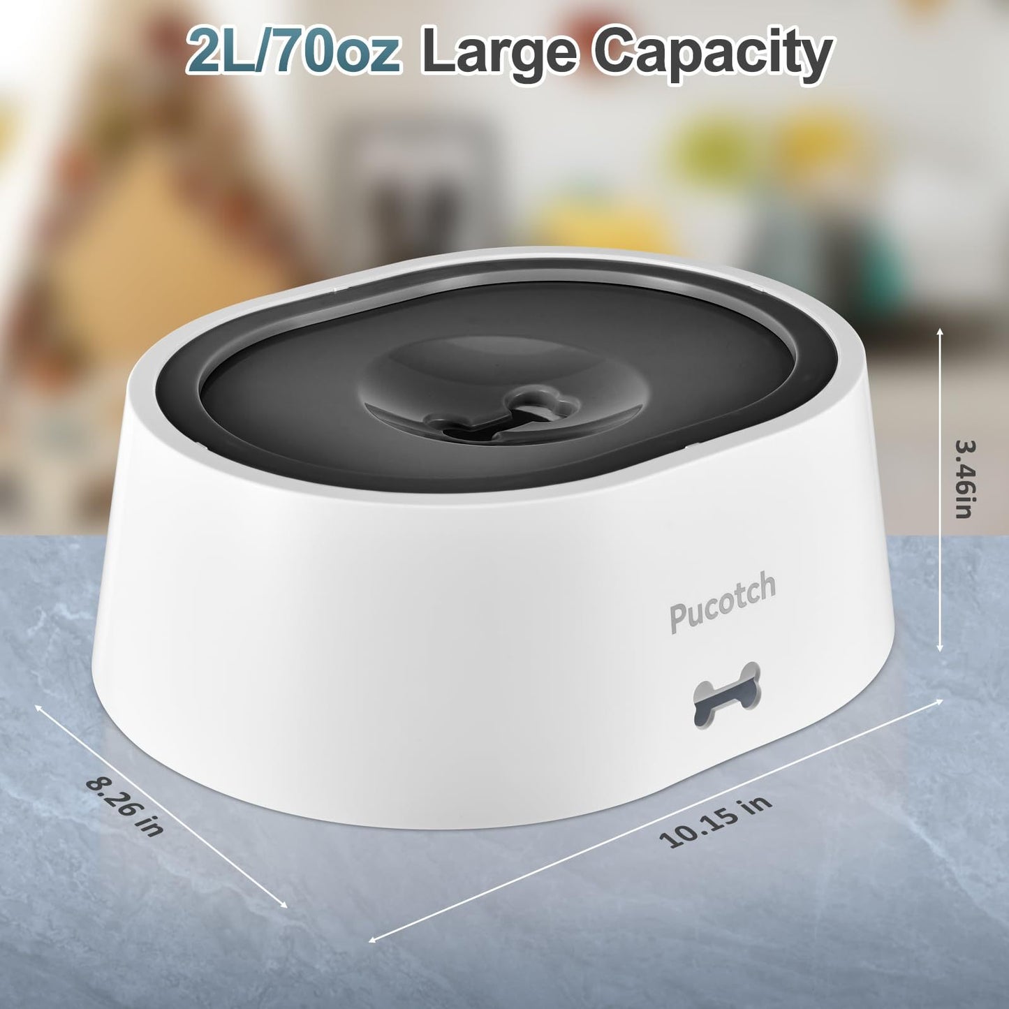 US Local 2L 70oz Spill-Proof Dog Slow Flow Drinking Bowl With Activated Carbon Filter