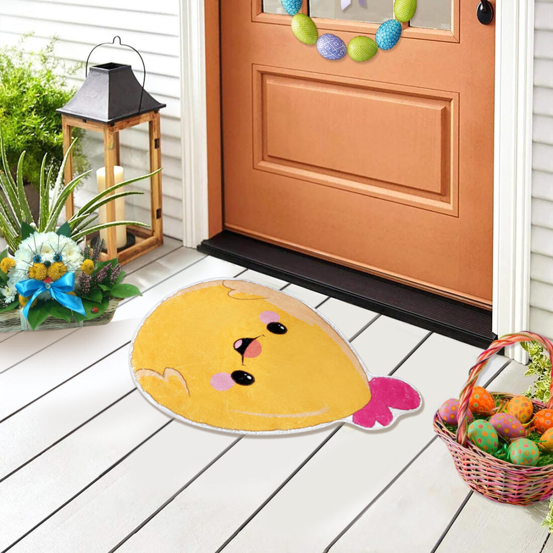 US Local Easter Eggs Shape Chicks Pattern Non Slip Bath Mat