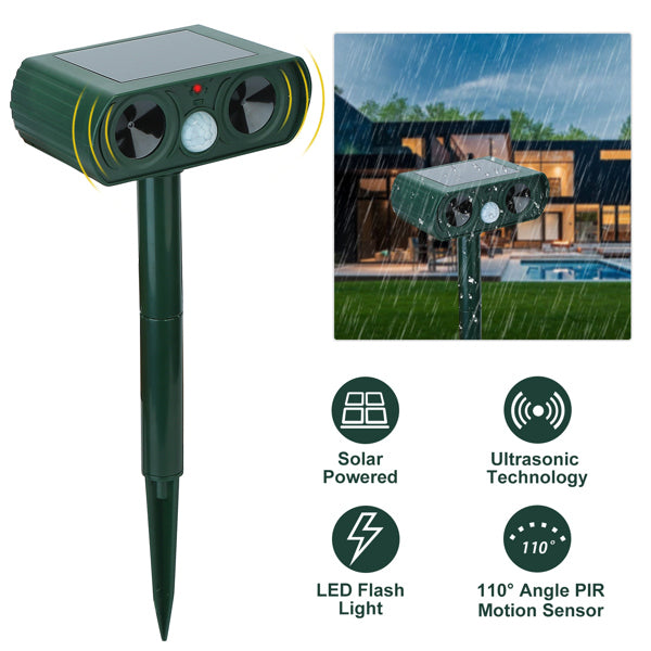 US Local Ultrasonic Animal Repellent Solar Motion Sensor Repellent IPX4 Outdoor Waterproof Type, No Delivery On Weekends