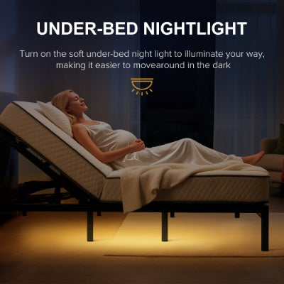 Adjustable Bed Frame With Massage Head  Foot Incline Twin XL Size Wireless Remote, Two Types Of USB Ports Type-A And Type-C, LED Night Light, 4 Height-Adjustable Legs Easy Assembly