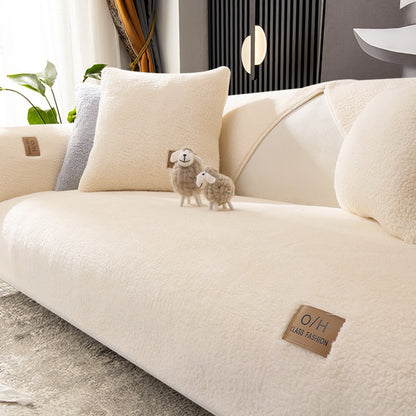 Fashion Simple Solid Color Winter Lambswool Sofa Cushion
