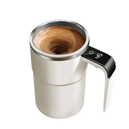 US Local Automatic Coffee Stirring Cup, Stainless Steel Self-stirring Coffee Cup With Lid, Automatic Stirring, LED Intelligent Display Temperature