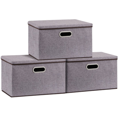 US Local Household Items Storage Box Cotton And Linen Large Folding Storage Box Clothing Storage Box 44-30-30cm, 3-piece Set, 5-piece Set
