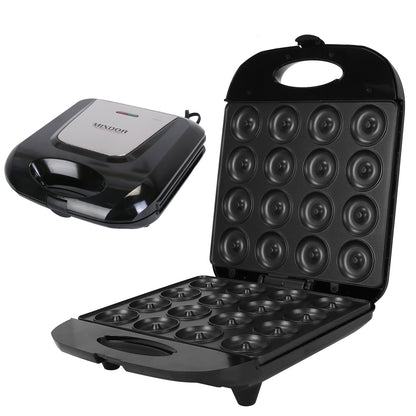 US Local 1Pc Mini Donut Maker Machine For Kids Snack Breakfast Desserts With 16 Doughnuts Holes Non Stick Coating Double-Side Heating Plates Overheating Protection