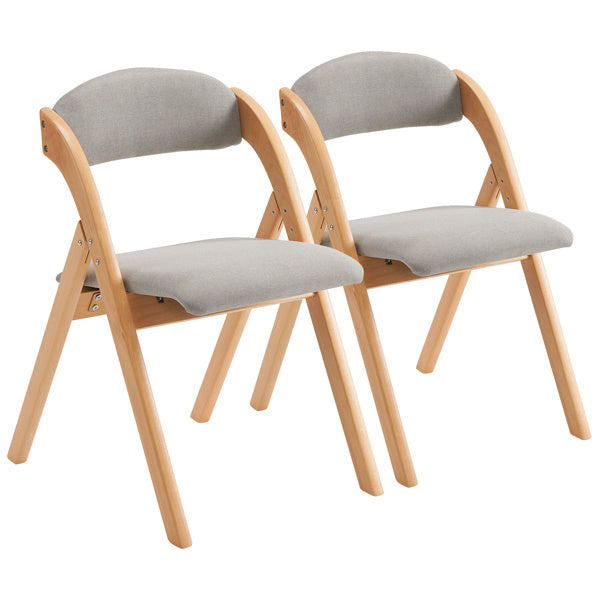 US Local 2pcs Solid Wood Folding Backrest Curved Beige Cushion Wood Colour Exhibition Chair 54X47X81cm Rubberwood