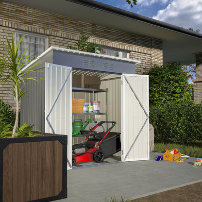 US Local 6'x4' Outdoor Metal Storage Shed For Garden Tools Lockable Door With Floor Frame