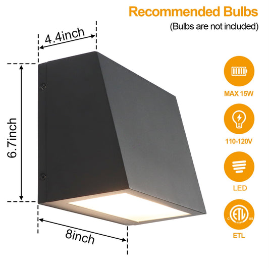 US Local Waterproof LED Outdoor Wall Light, Wall Lantern 15W 3000K, Matte Black Wall Mounted Lamp, Exterior Wall Sconce Light For Porches, Front Door, Entryways, Patio, Hallways