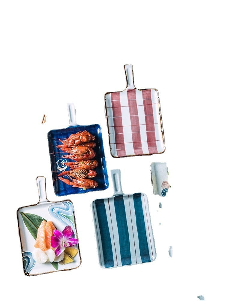 Ceramic Handle Plate Household Oven Microwave Oven Baking Plate