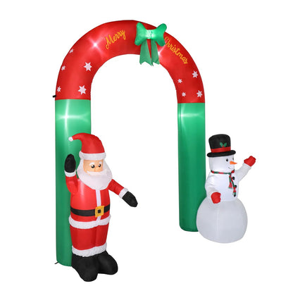 US Local 8ft With Santa Snowman 7 Lights Inflatable Festive Arch Decoration