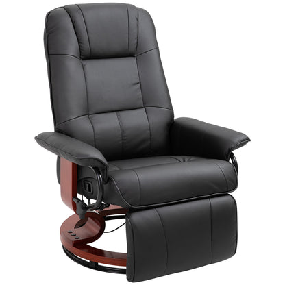 US Local Living Room Relaxation Black Faux Leather Swivel Recliner With Adjustable Footrest