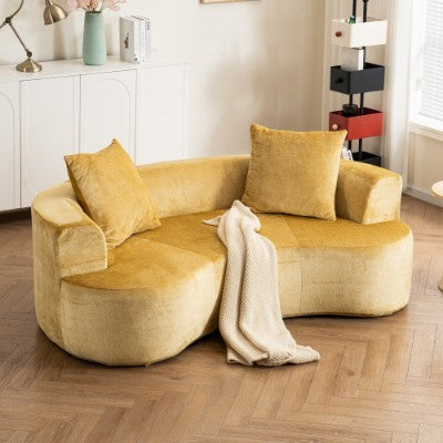 US Local Moon Shaped Sofa, Modern Sleeper Cat Waist Sofa With Deep Seat, Non Assembly Sponge Compression Sofa