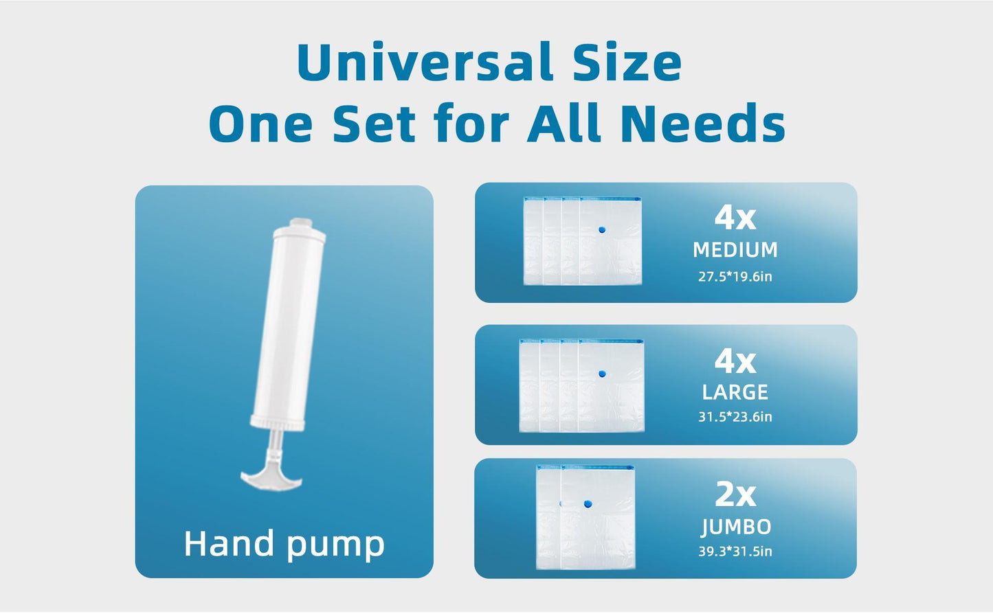 US Local Eco-Friendly Clothes And Bedding Space-Saving Compression Bags, 4 Medium Bags, 4 Large Bags, 2 Extra Large Bags With Pump