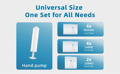 US Local Eco-Friendly Clothes And Bedding Space-Saving Compression Bags, 4 Medium Bags, 4 Large Bags, 2 Extra Large Bags With Pump