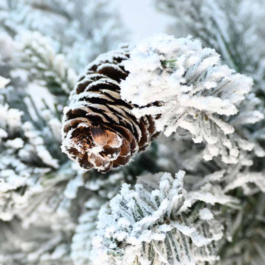 US Local 4.5 ft Velvet Christmas Tree With A Stand, 150 Warm White LED Lights, 720 Tips, PE And PVC Branches, And 19 Pinecones
