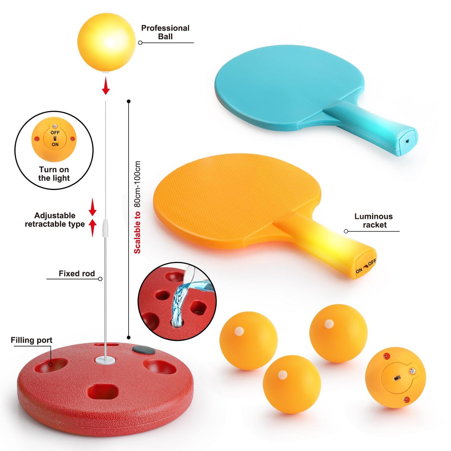 US Local Glowing Ping-Pong Set - The Luminous Delight Of Night Games With Flashing Lights, Easy To Play, And Endless Laughter