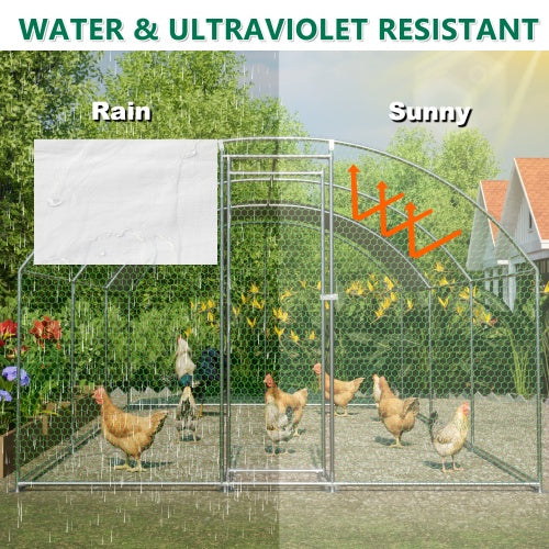 US Local Large Chicken Coop Metal Chicken Track With Waterproof And UV Cover, Dome Shape Walk-In Fence Chicken Coop For Outdoor And Yard Farm Use