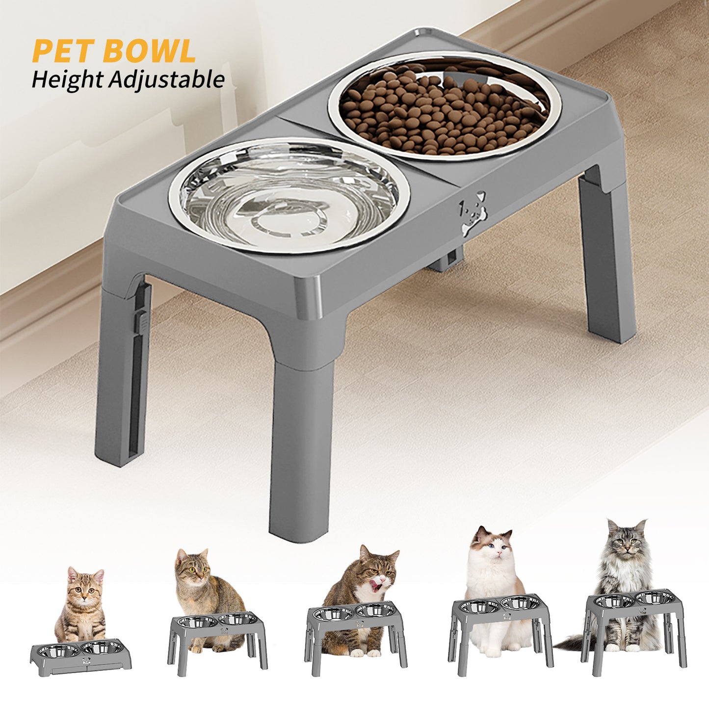 US Local Height Adjustable Stainless Steel Buttons For Dogs - Anti-Slip Feeding Station For Small And Medium Dogs - Ergonomically Designed For Healthy Eating - Easily Cleanable Dog Drinking And Feeding Space