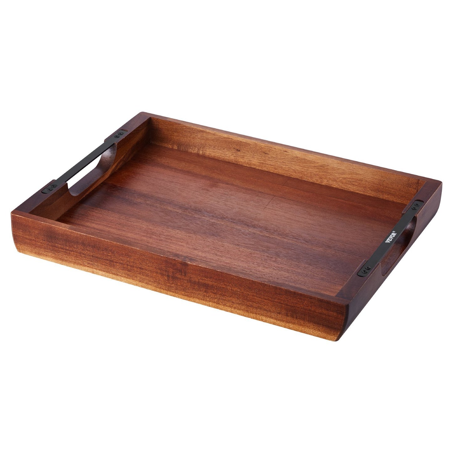 US Local Serving Tray 17x12.2 Inch Acacia Food Serving Table Laptop Desk With Handles