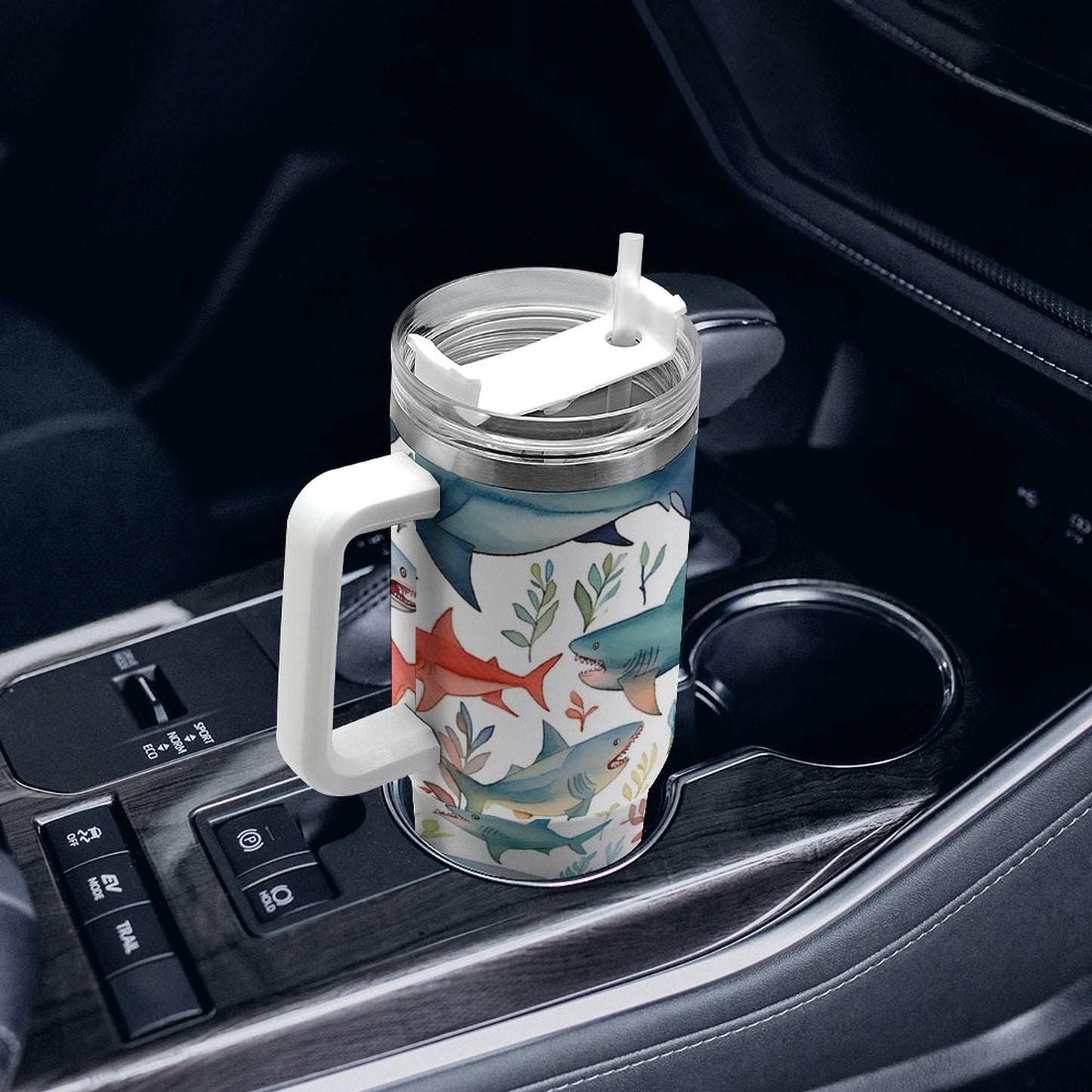 PHDT00215 POD US Local Tumbler 40oz Large Capacity Car Cup Ocean Shark