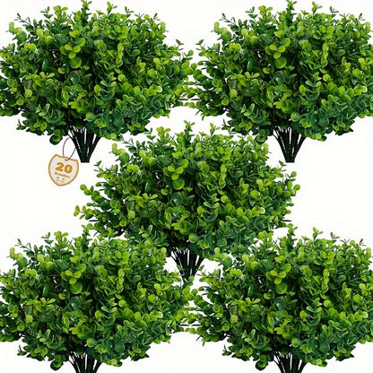 US Local Set Of 20 UV-resistant Bionic Eucalyptus, Suitable For Indoor And Outdoor Decoration-perfect For Weddings, Homes, Gardens, And Offices