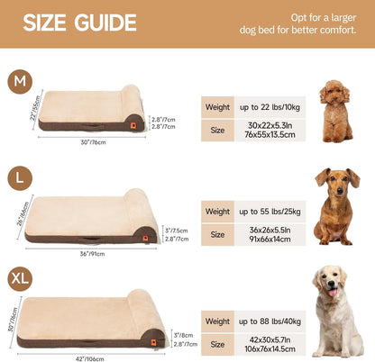 MEWOOFUN Orthopedic Dog Bed For Medium Dogs - Egg Crate Foam Sofa With Waterproof Lining & Anti-Slip Bottom, Washable Removable Cover Brown, Large