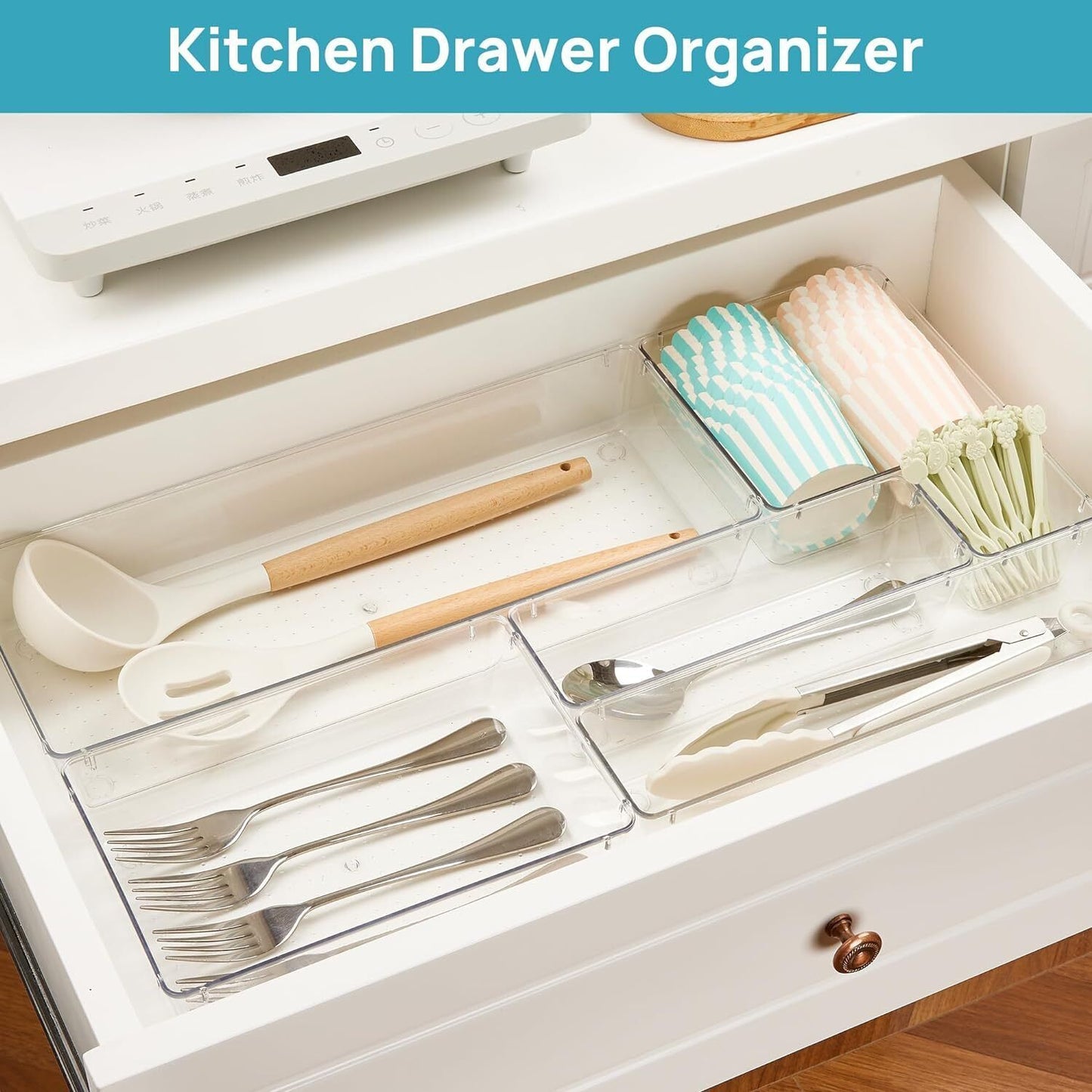 UK Local 25Pcs Draw Organiser Plastic Box Desk Drawer Fridge Trays Makeup Storage Divider